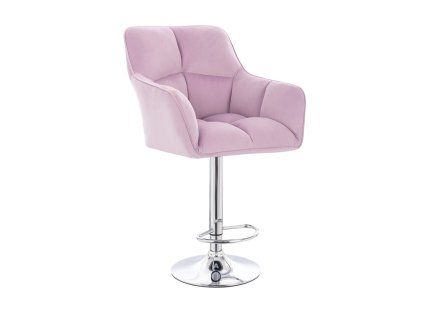 Barhocker mit Lehne AMALFI Velours mit silbernem Tellerfuß - Lavendel