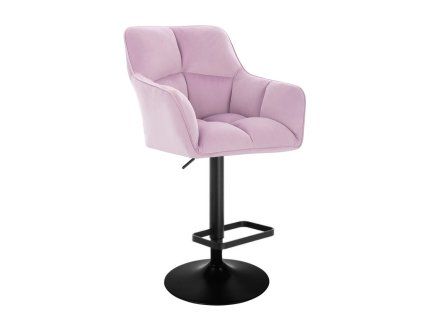 Barhocker mit Lehne AMALFI Velours mit schwarzem Tellerfuß - Lavendel
