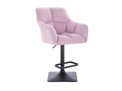 Barhocker mit Lehne AMALFI Velours mit schwarzem Vierkantgestell - Lavendel