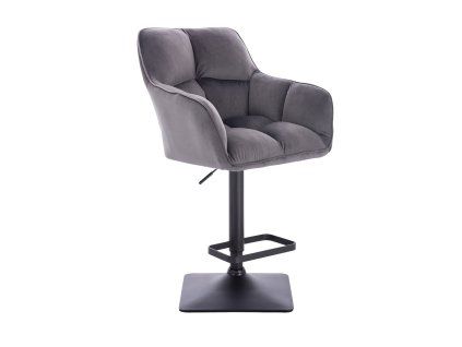 Barhocker mit Lehne AMALFI Velours mit schwarzem Vierkantgestell - Dunkelgrau