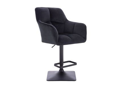 Barhocker mit Lehne AMALFI Velours mit schwarzem Vierkantgestell - Schwarz