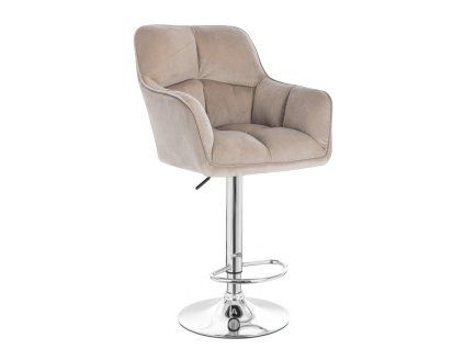 Barhocker mit Lehne AMALFI Velours mit silbernem Tellerfuß - Latte