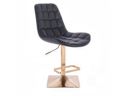 Barová židle PARIS na zlaté hranaté podstavě - černá