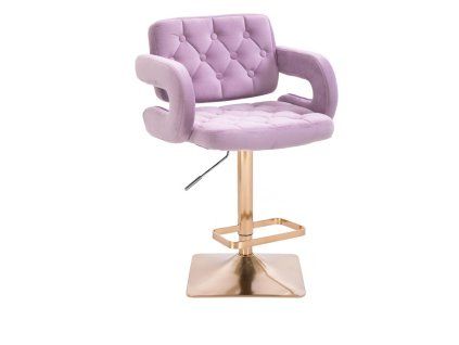 Barová židle ADRIA VELUR na zlaté hranaté podstavě - levandule