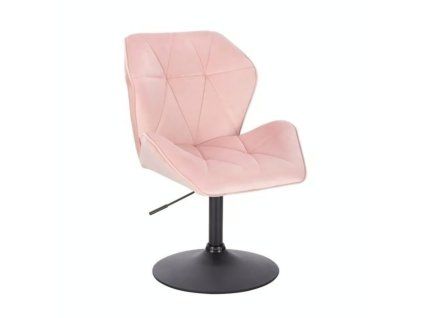 Židle MILANO MAX VELUR na černém talíři - světle růžová