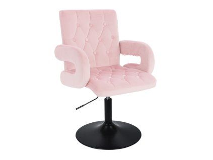 Židle BOSTON VELUR na černém talíři - světle růžová