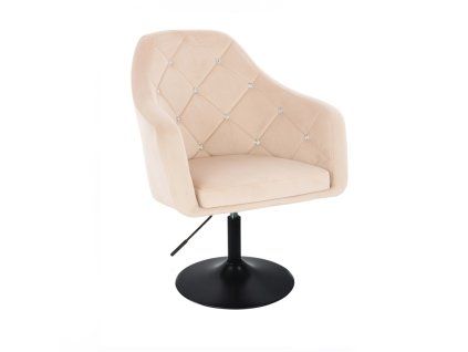 Křeslo ROMA VELUR na černém talíři - krémové