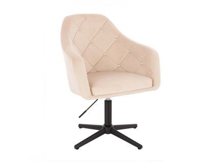 Křeslo ROMA VELUR na černém kříži - krémové