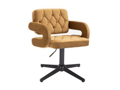 Židle  ADRIA VELUR na černém kříži - medová