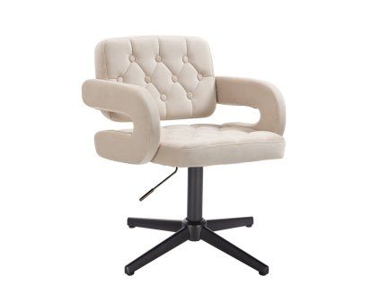 Židle ADRIA VELUR na černém kříži - krémová