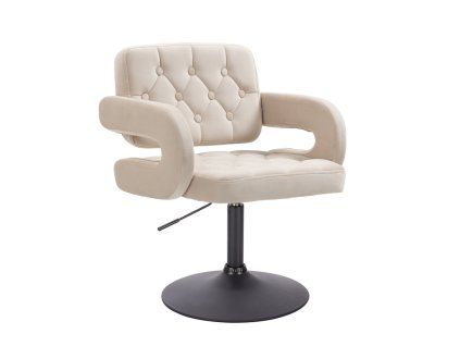 Židle ADRIA VELUR na černém talíři - krémová