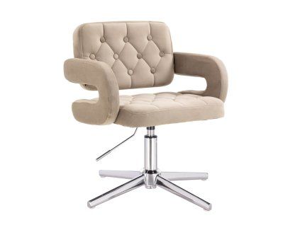 Židle ADRIA VELUR na stříbrném kříži - latte