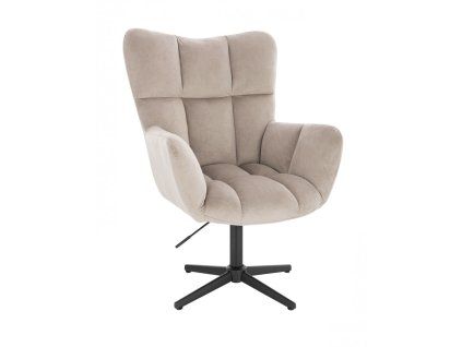 Křeslo AURORA VELUR na černém kříži - latte