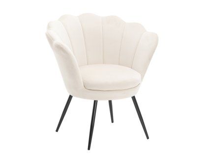 Křeslo FREY VELUR s černými nohami - krémové