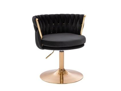 Židle LYON VELUR na zlatém talíři - černá