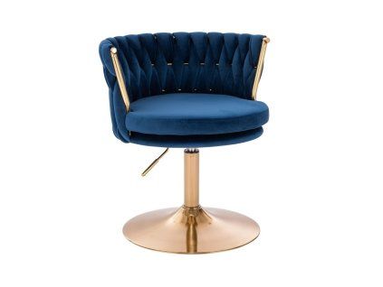 Židle LYON VELUR na zlatém talíři - modrá