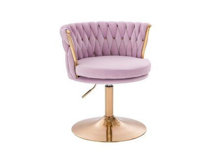Židle LYON VELUR na zlatém talíři - levandule