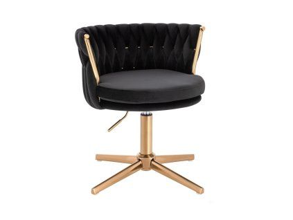 Židle LYON VELUR na zlatém kříži - černá