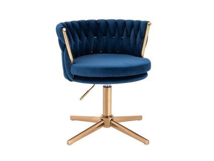 Židle LYON VELUR na zlatém kříži - modrá