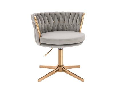 Židle LYON VELUR na zlatém kříži - světle šedá