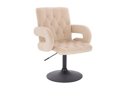 Židle BOSTON VELUR na černém talíři - krémová