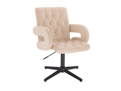 Židle BOSTON VELUR na černém kříži - krémová