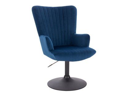 Křeslo AMADEO VELUR na černém talíři - modré