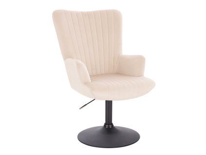 Křeslo AMADEO VELUR na černém talíři - krémové