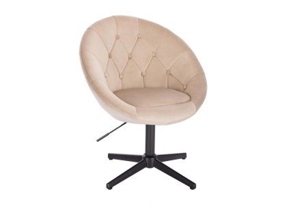 Křeslo VERA VELUR na černém kříži - latte