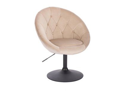 Křeslo VERA VELUR na černém talíři - latte