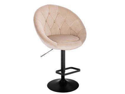 Barová židle VERA VELUR na černém talíři - latte