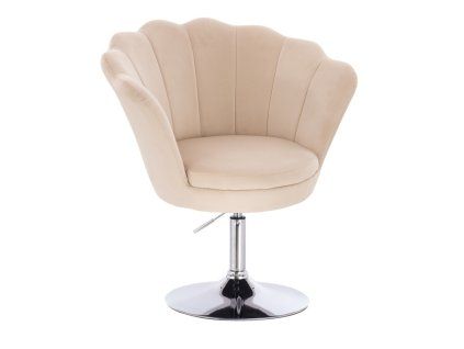 Křeslo FREY VELUR na stříbrném talíři - krémové
