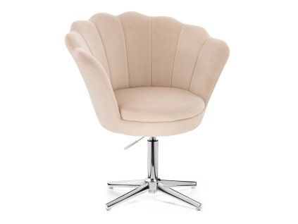 Křeslo FREY VELUR na stříbrném kříži - krémové