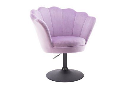 Křeslo FREY VELUR na černém talíři - levandule