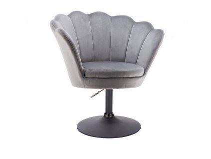 Křeslo FREY VELUR na černém talíři - světle šedé
