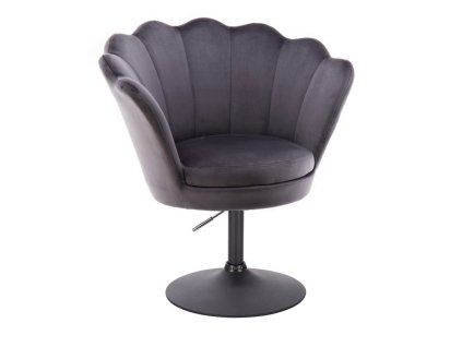 Křeslo FREY VELUR na černém talíři - tmavě šedé