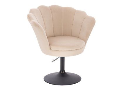 Křeslo FREY VELUR na černém talíři - krémové