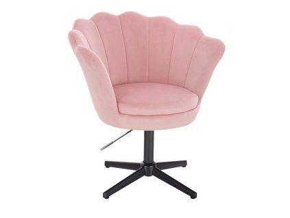 Křeslo FREY VELUR na černém kříži - světle růžové