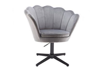 Křeslo FREY VELUR na černém kříži - světle šedé