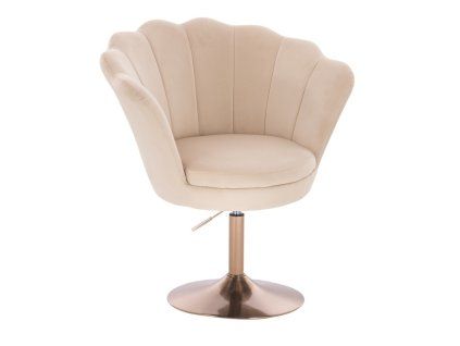 Křeslo FREY VELUR na zlatém talíři - krémové