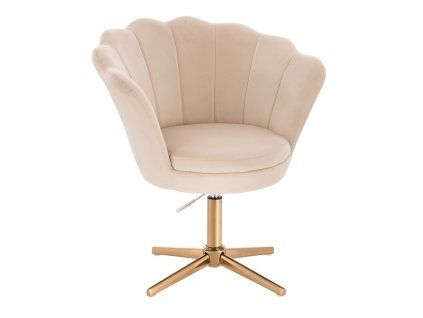 Křeslo FREY VELUR na zlatém kříži - krémové