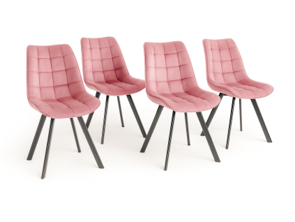 Židle ORLEN VELUR - růžová - set 4ks