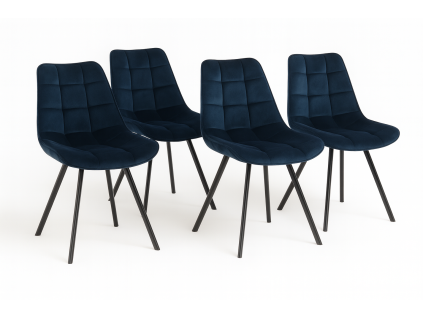 Židle ORLEN VELUR - tmavě modrá - set 4ks