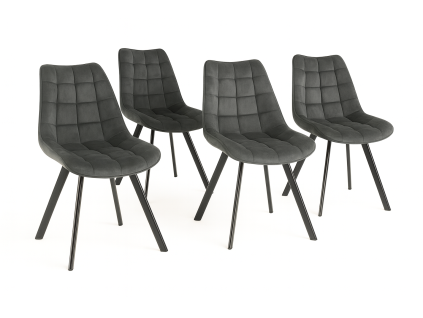 Židle ORLEN VELUR - tmavě šedá - set 4ks