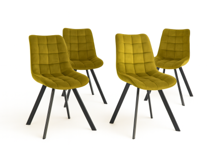 Židle ORLEN VELUR - žlutá - set 4ks