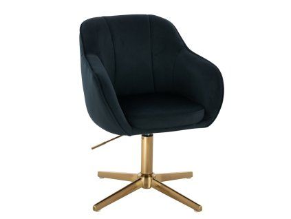 Židle AVOLA VELUR na zlatém kříži - černá