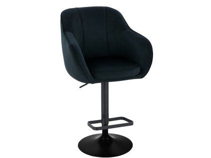 Barová židle AVOLA VELUR na černém talíři - černá