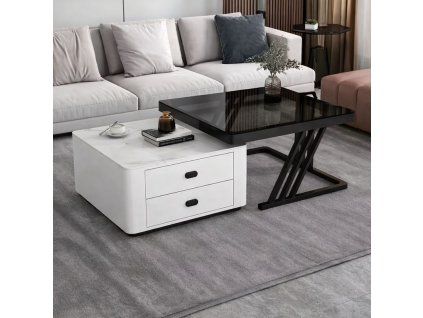 Konferenční stolek BOLT – bílý / černý (set 2 ks)