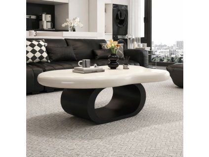 Konferenční stolek DECO – bílý, černá podnož