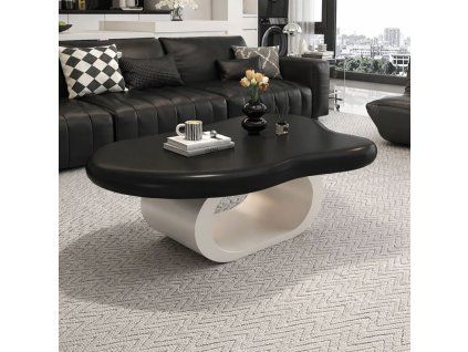 Konferenční stolek DECO – černý, bílá podnož